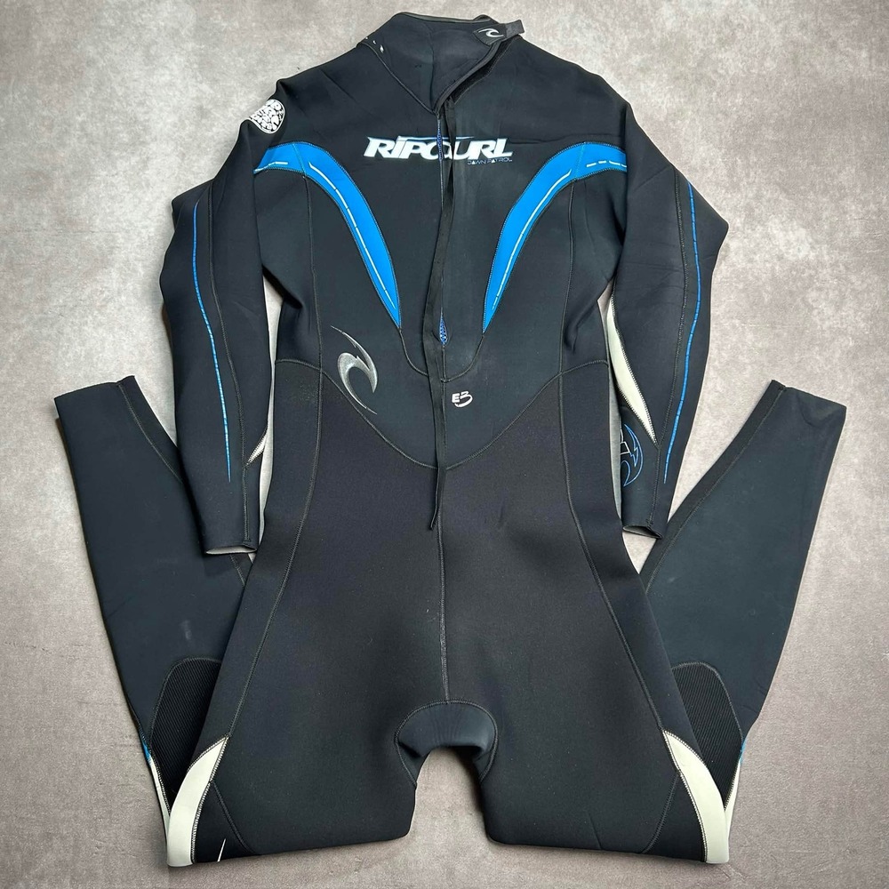 Rip Curl Dawn Patrol Fireskin Wetsuit Mens Size Large Black Blue 3/2 E3 Zip